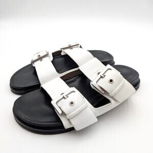 AllSaints Mia Double Strap Slide Sandal Women's Chalk White Size US8 EU38